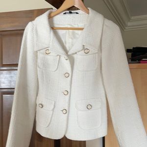 White tweed blazer